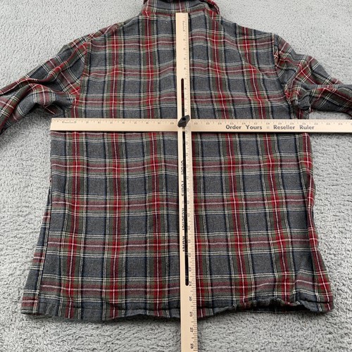 LL Bean Flannel Pajama Shirt Mens Medium Gray Red Plaid Cotton Sleep Lounge - Picture 5 of 9