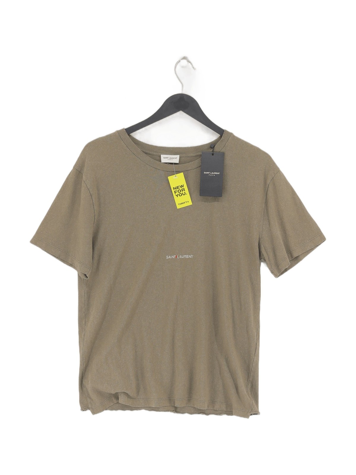 T shirt uomo Saint Laurent S verde 100% cotone basic