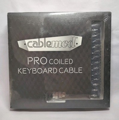 CableMod Pro Coiled Keyboard 150cm Cable Sterling Foil Black USB A to USB Type C