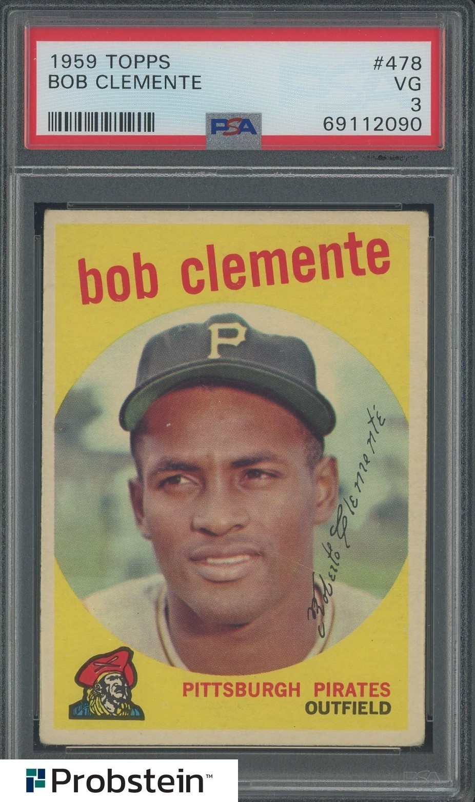1959 Topps #478 Bob Roberto Clemente Pittsburgh Pirates HOF PSA 3 VG view 1