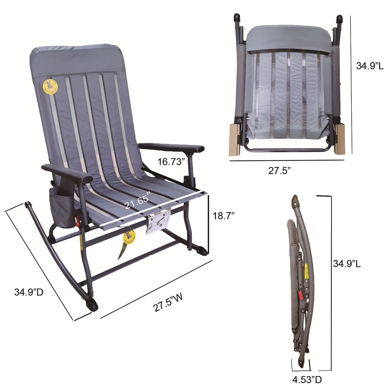 Member&rsquo;s Mark Portable Folding Rocking Chair Color: Grey Flannel Free Shipping