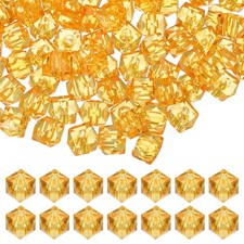 10mm Acrylic Cube Faceted Beads, 200 Pcs Diamond Spacer Beads, Gold