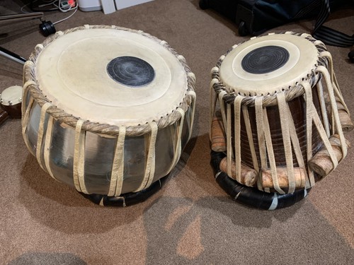 Traditional Indian Tabla Drum 2 Piece Set with Cushions