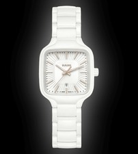 Rado True Square White Ceramic Swiss Watch R27 079 6072.3 - Excellent Condition