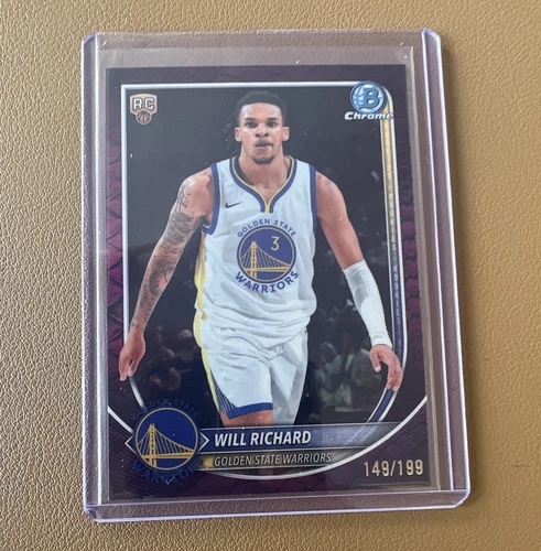 Topps Chrome 2025-26 Bowman Will Richard RC #BCV-52 Warriors /199