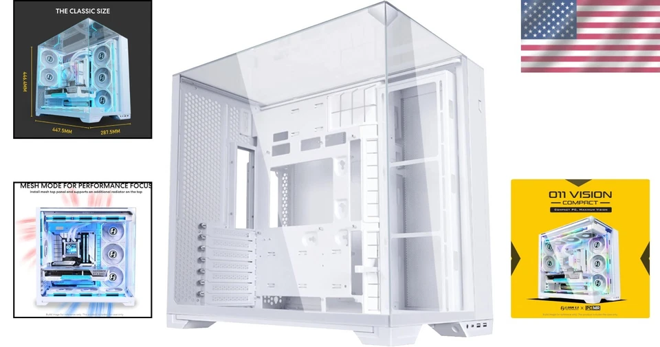 Gaming PC Case - O11Vision Compact White Tempered Glass - Image 2 of 4
