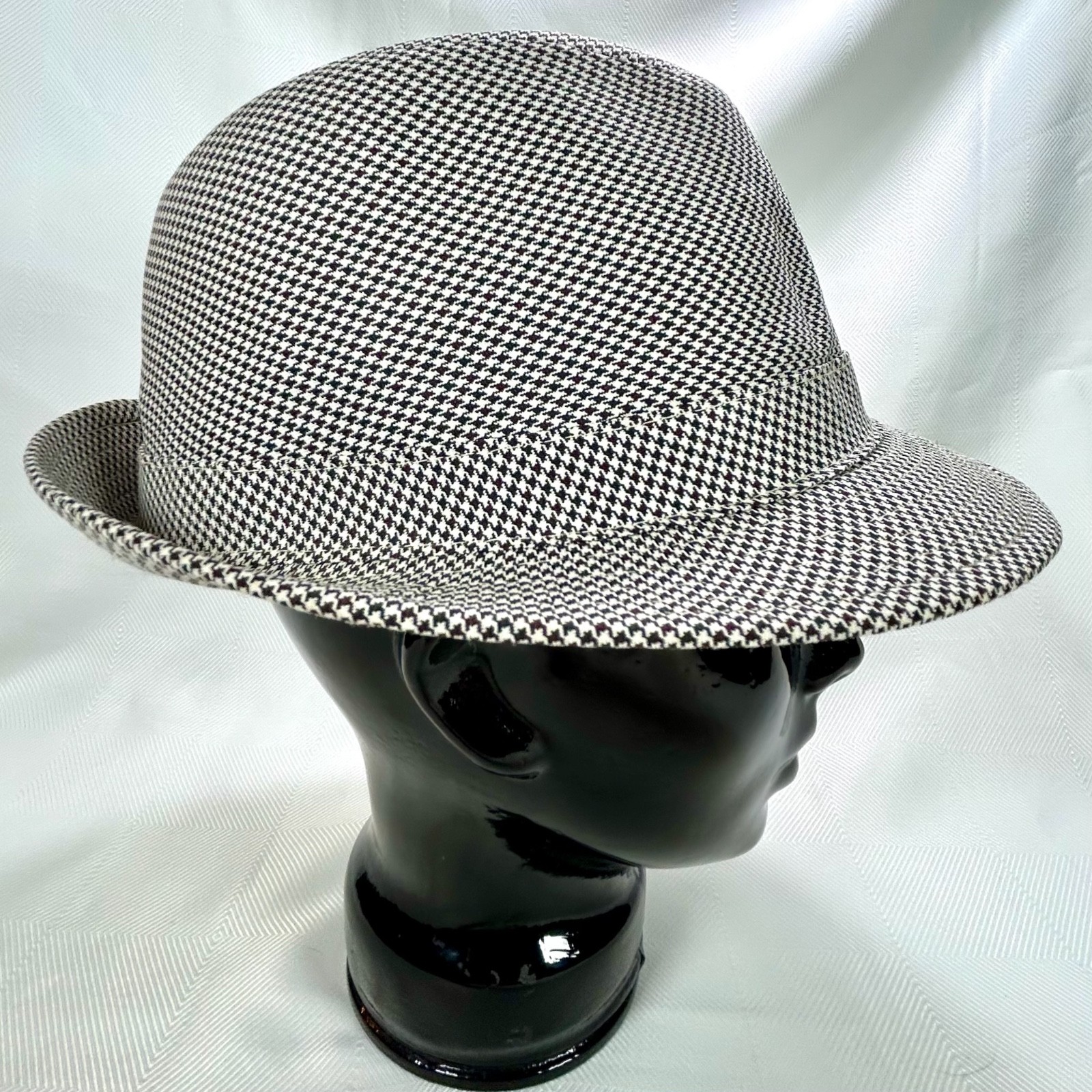 Henschel Hat Co Fedora Hat Black/White Houndstooth Wool Blen