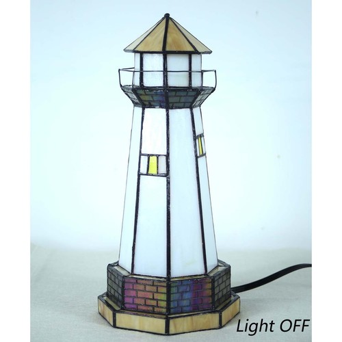 L10626 Leuchtturm Tiffany Stil Buntglas Akzent Tischlampe Nachtlicht f... - Bild 7 von 9