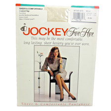 VTG Jockey For Her Sheer Comfortable Control Top Pantyhose Medium Antique White