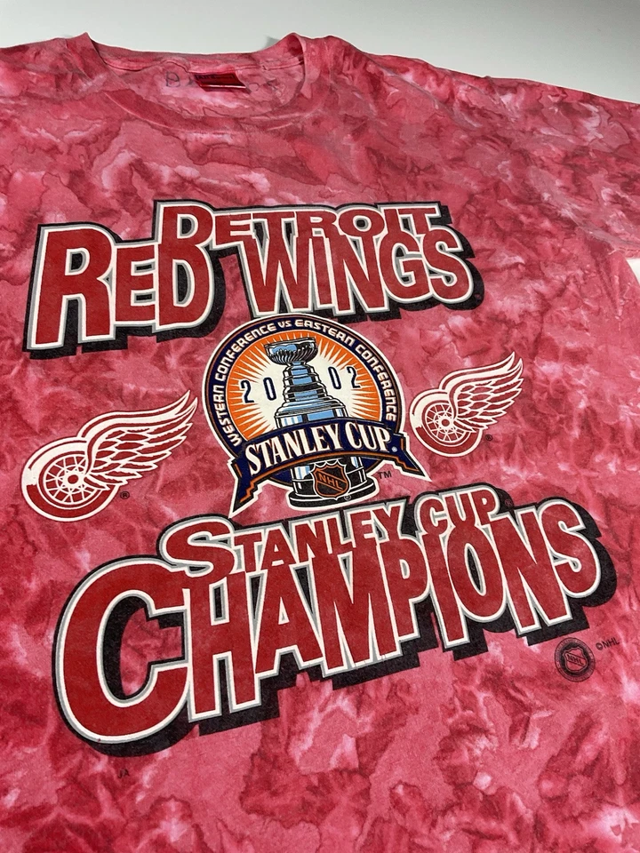Camiseta vintage Detroit Red Wings tie dye talla L 2002 copa Stanley puntada única Foto 2 de 4