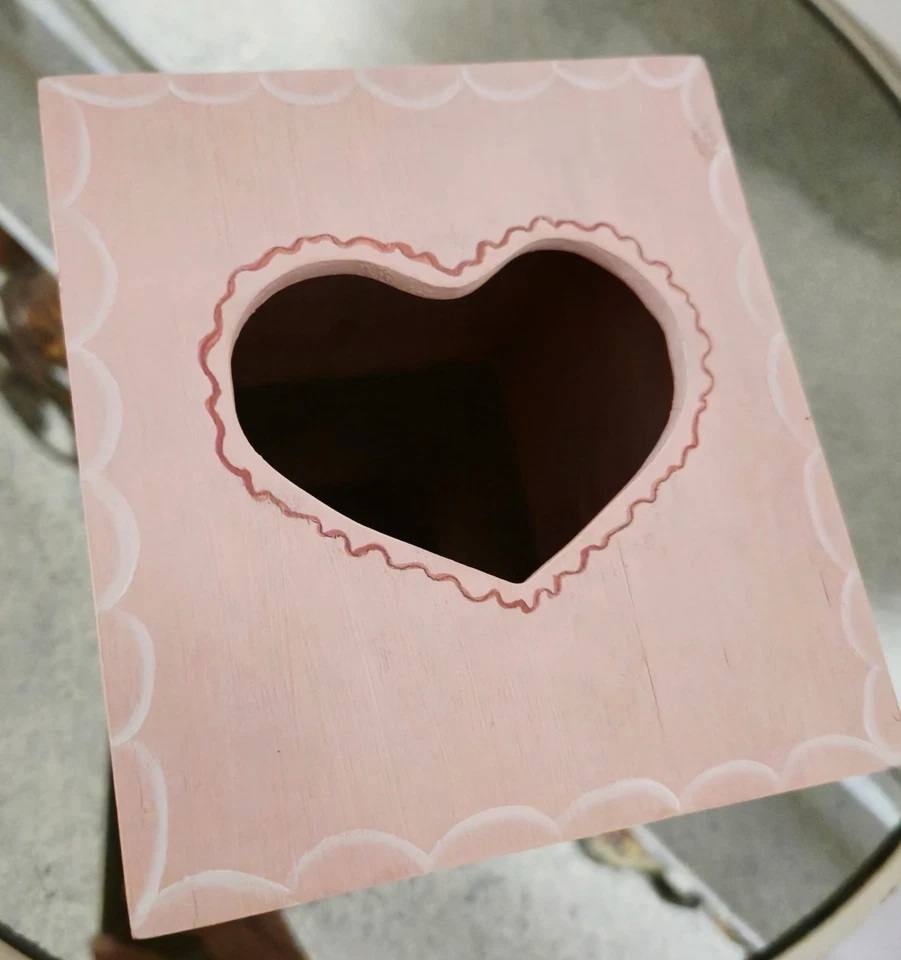 Elegante cubierta de caja de pañuelos de madera floral rosa pintada a mano - coloridas flores artísticas Foto 4 de 4