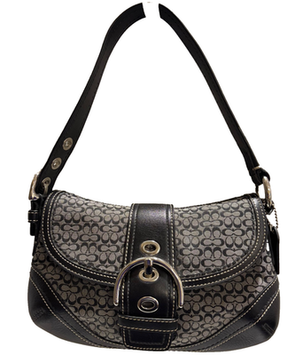バッグ COACH SOHO One Shoulder Bag Brown F10925 COACH Brown CC Logo Purse Fabric Leather Trim Shoulder Strap Soho
