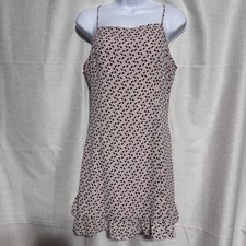 Rokoko Large Pink Multicolored Mini Lined Dress Adjust Straps Zip Back EUC!