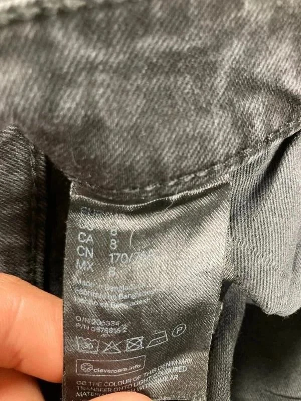 Short en jean noir taille haute effiloché vintage bermuda US8 - Photo 3/4