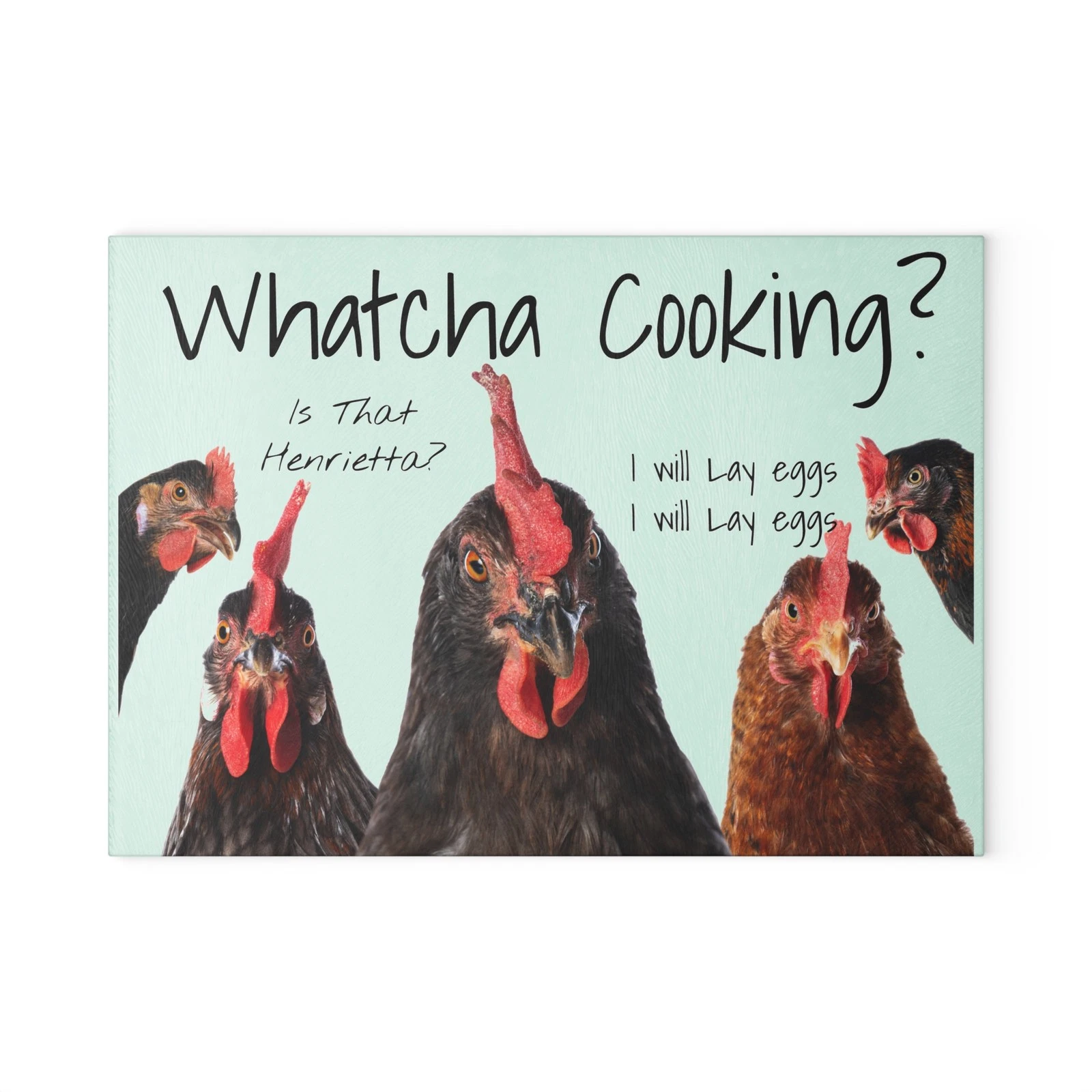 Whatcha Cooking Funny Chicken Tempered Glass Cutting Board