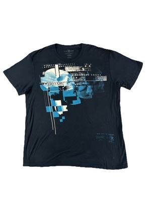 Vintage Marc Ecko Cut & Sew Blue Graphic Skull  T-Shirt Size XXL Y2K Grunge
