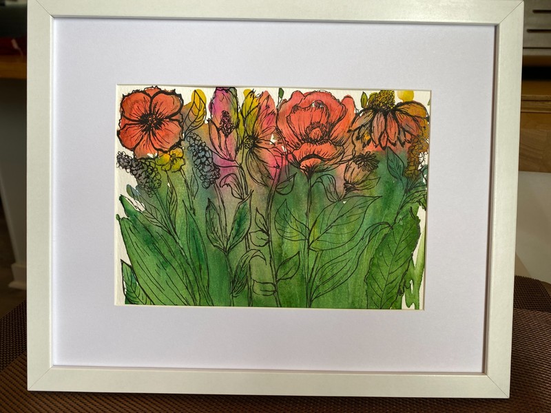 Original watercolor  7 in x 5 in "Through the Weeds 3"  by Angel Rose