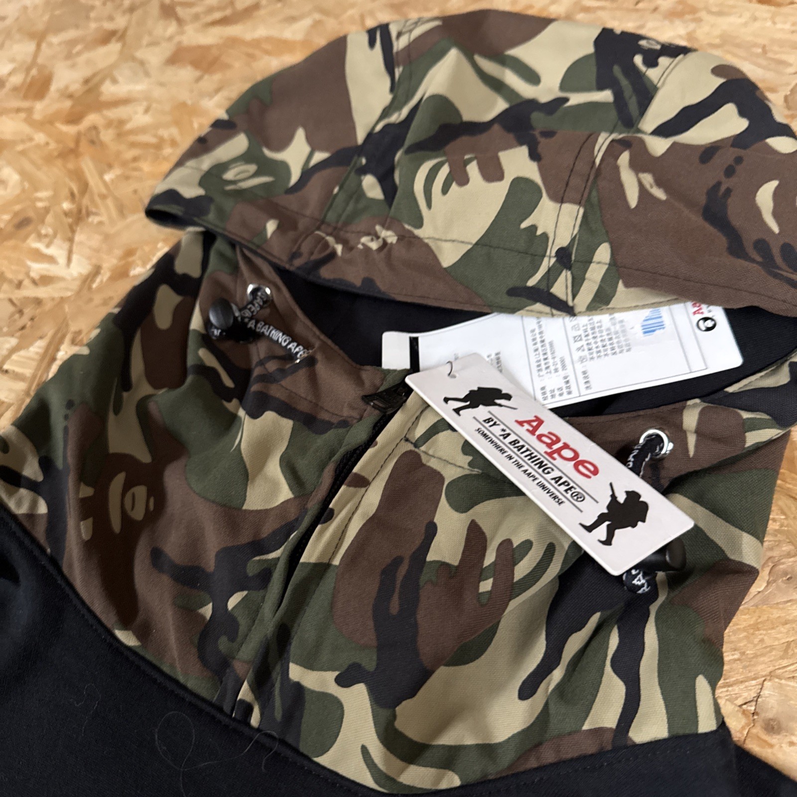 Mens AAPE by A Bathing Ape Black Camo Hooded Sweatshirt Small New - Rare Japan thumbnail 8