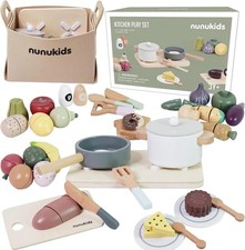 Wooden Play Food Sets for Kids Kitchen 42 pc
