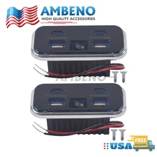 2pcs RV USB Outlet Dual USB A & USB C Ports Car Charger Socket Panel Boat Marine