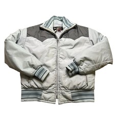 Tempco Down Jacket Mens M Grey Vintage Western Yoke Puffer Talon Zip Made in USA