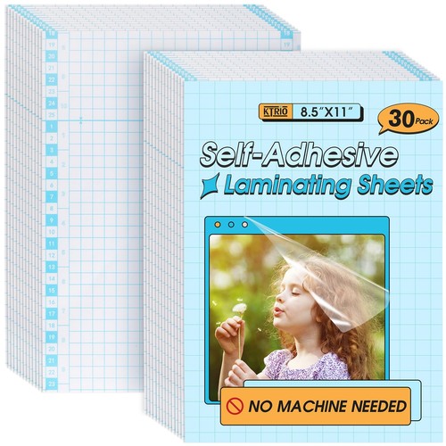 30 Pack Self Adhesive Laminating Sheets 8.5 x 11 inches, Clear Self Sealing L...
