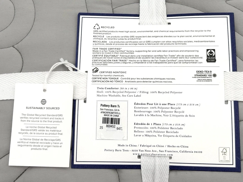 Edredón Floral Pottery Barn Adolescente Microfibra Reciclada Otoño Doble XL Gris Gris Foto 2 de 3