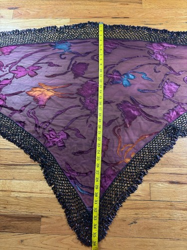 EUC Vintage Beaded Velvet Plum Beaded Scarf - Picture 11 of 11