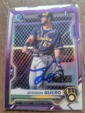 Jeferson Quero Signed 2021 1st Bowman Purple Baseball Card #BCP-181 Brewers /250