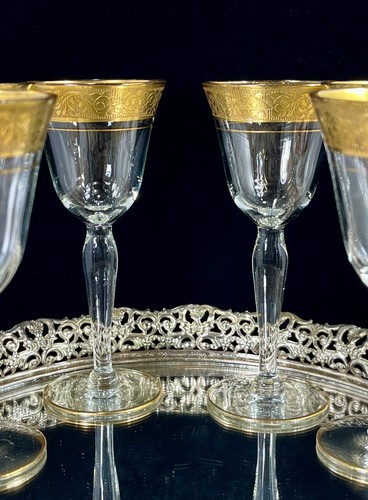 Tiffin-Franciscan Gold Rim Crystal Cordial/Liquor Glasses 1 oz. Set of 6 - Picture 12 of 16