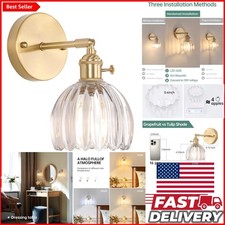 Sophisticated Brass Wall Lighting Fixture with DIY Adjustable Tulip Glass Shade