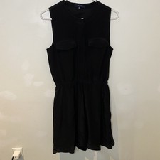 Madewell Women  s XS 100 Silk Black Sleeveless Button Front Dress- Lined