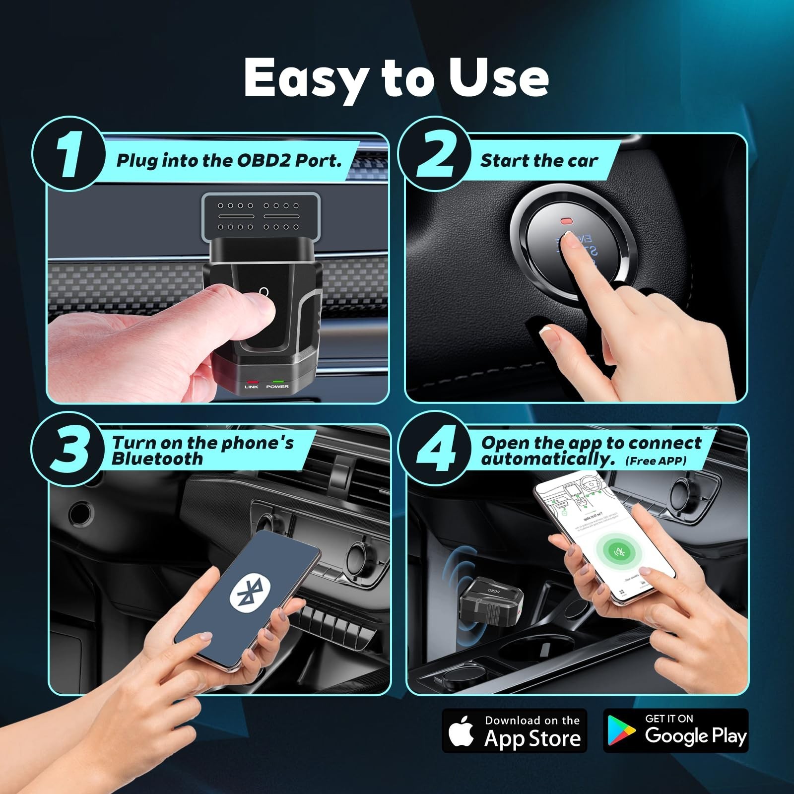 Universal Bluetooth OBD2 Scanner - Advanced Car Diagnostic Tool for... Fast Ship