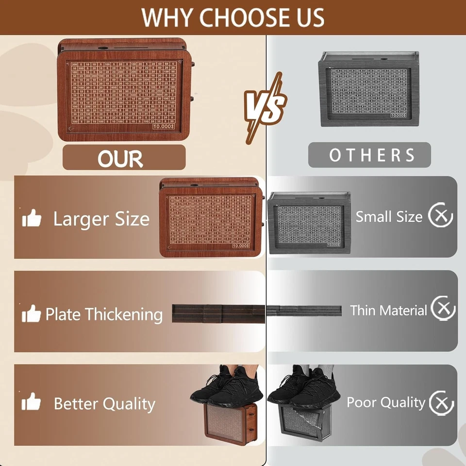 Caja de madera para ahorrar dinero en efectivo, alcancía para niños y adultos, desafío de ahorro 10000 Foto 4 de 4