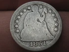 1851 P Seated Liberty Silver Dime 10C- Philadelphia, Good Details