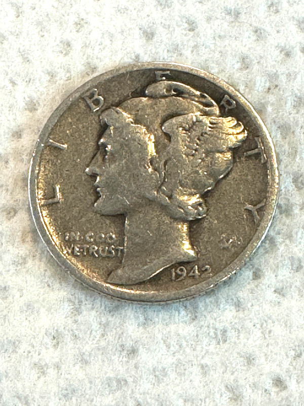 1942 P Silver Mercury Dime