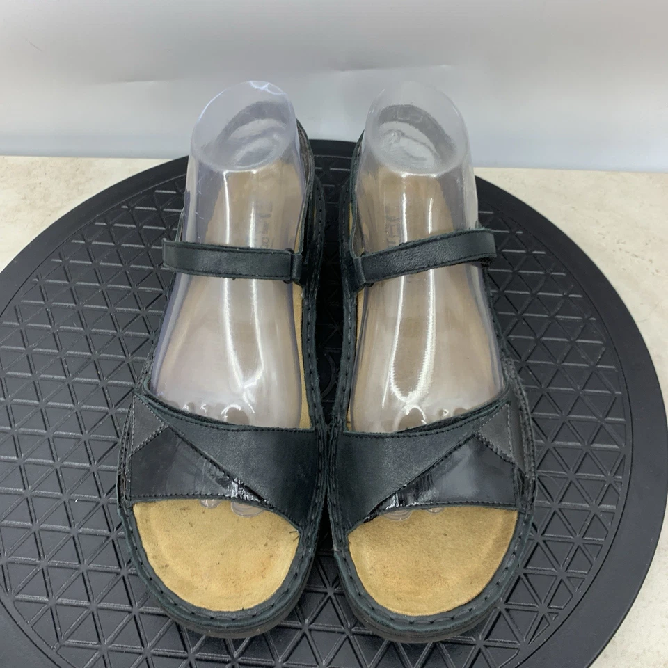 Sandalias Naot Mujer 41 Talla 10 Zapatos Negro Cuero Chanclas Ajustables Foto 3 de 4