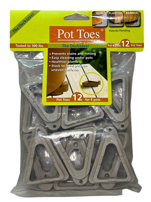 The Decksaver Pot Toes For 4 Summer Plant Pots, Grey 0.5'' Pack of 12