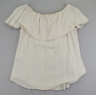 Oh My Gauze Blouse Womens Size 1 Cream Cotton Off Shoulder Ruffle Gauze Top