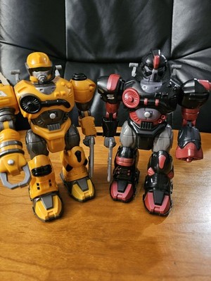Lot Of 2 Hap-P-Kid Toy 7  Robots Action Figures EUC 