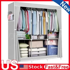 67" Portable Clothes Storage Closet Organizer Wardrobe Rack Shelf Dustproof Home