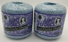 Aunt Lydia's Classic Crochet Thread Size 10 0480 Delft Blue 350 Yards Lot Of 2
