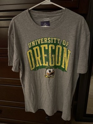 University of Oregon Ducks Distressed T Shirt Size Large Gray Short Sleeve