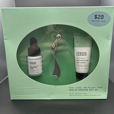 Versed Skin De-Stressing 3 Piece Gift Set Moisturizing, Clarifying Serum & Wand