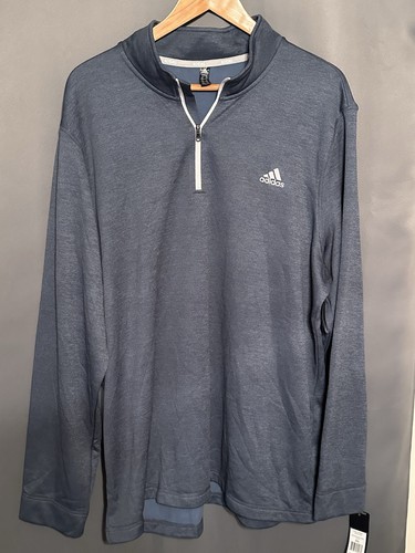 Adidas Golf 1/4 Zip Pullover Herren 2XL blau meliert sportlich aktiv
