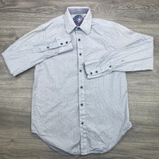 Robert Graham Shirt Mens Small Light Blue Long Sleeve Button Down Paisley Trim