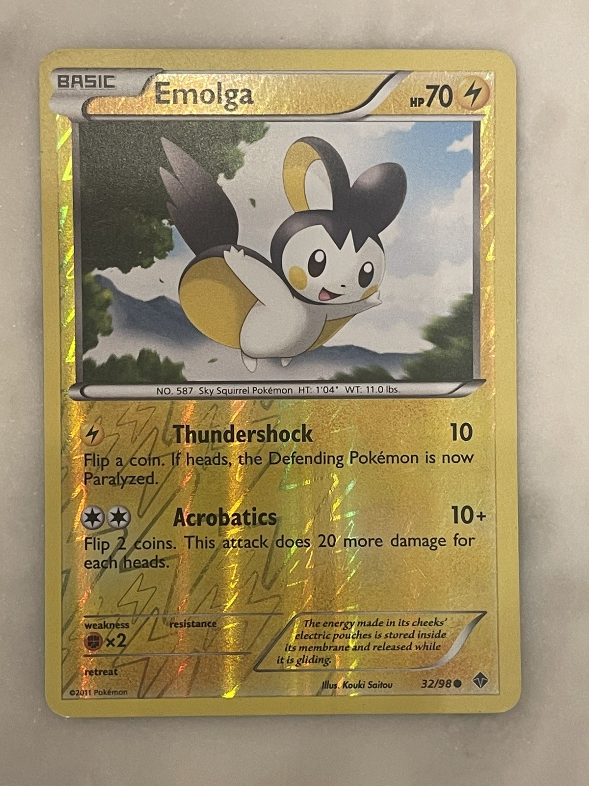 Pokémon 2011 Emolga Reverse Holo Card 32/98 EPO Emerging Powers