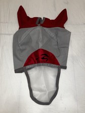 Horse Fly Mask Red Gray Mesh Shield Adjustable With Ears Nose Cover Gufastore