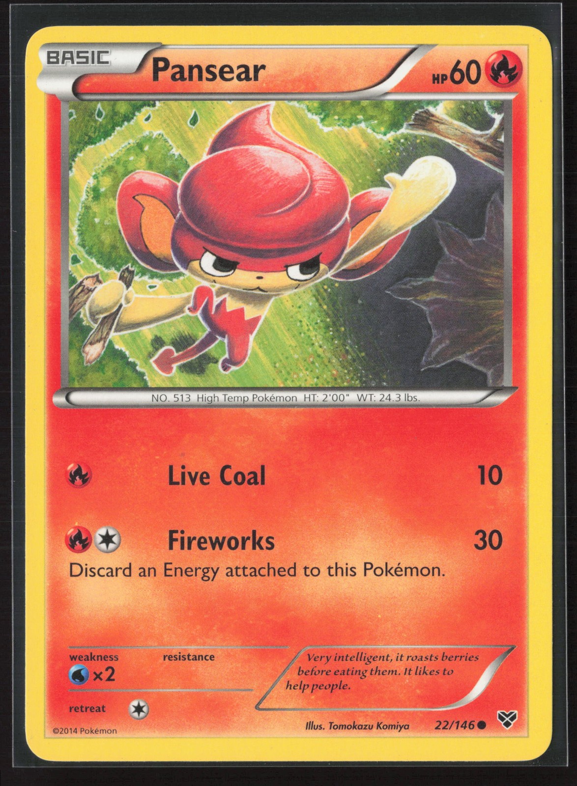 Pansear Common XY Base Set 22/146 NM Pokemon Card tomokazu komiya