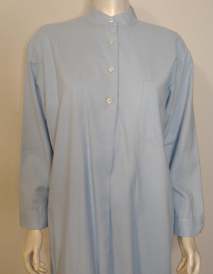 Camisola Bonsoir azul espinha de peixe algodão longa camisola nova com etiquetas S S Spot - Imagem 4 de 4